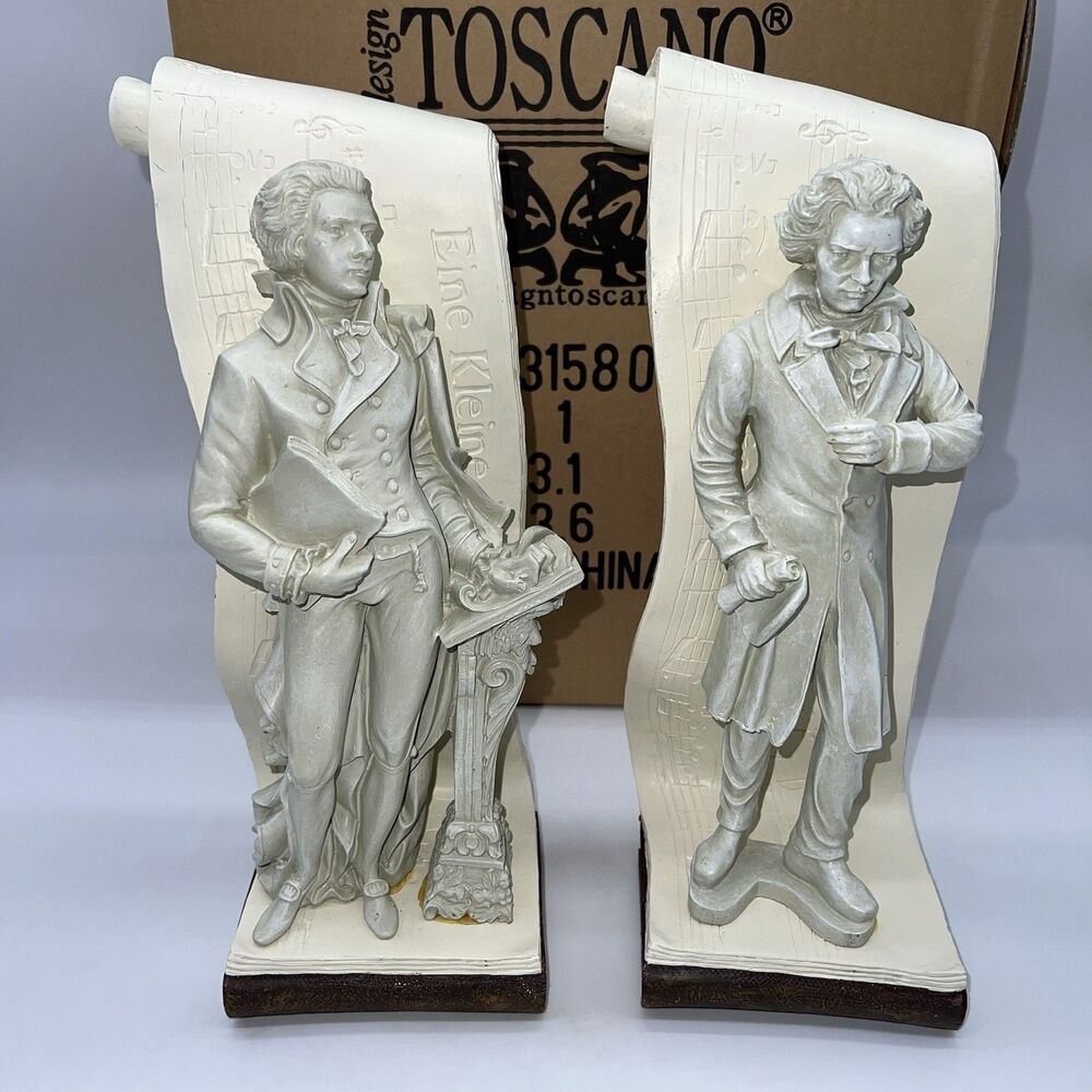 VTG Design Toscano Beethoven/Mozart Bookends Handcrafted 11X4X3 Solid/Heavy-NOS